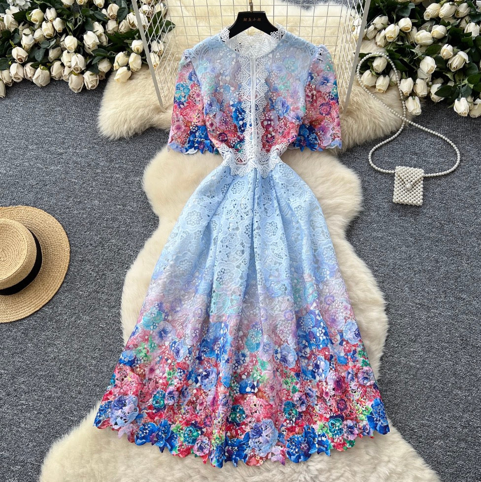 Vintage Crochet Lace Floral Dress