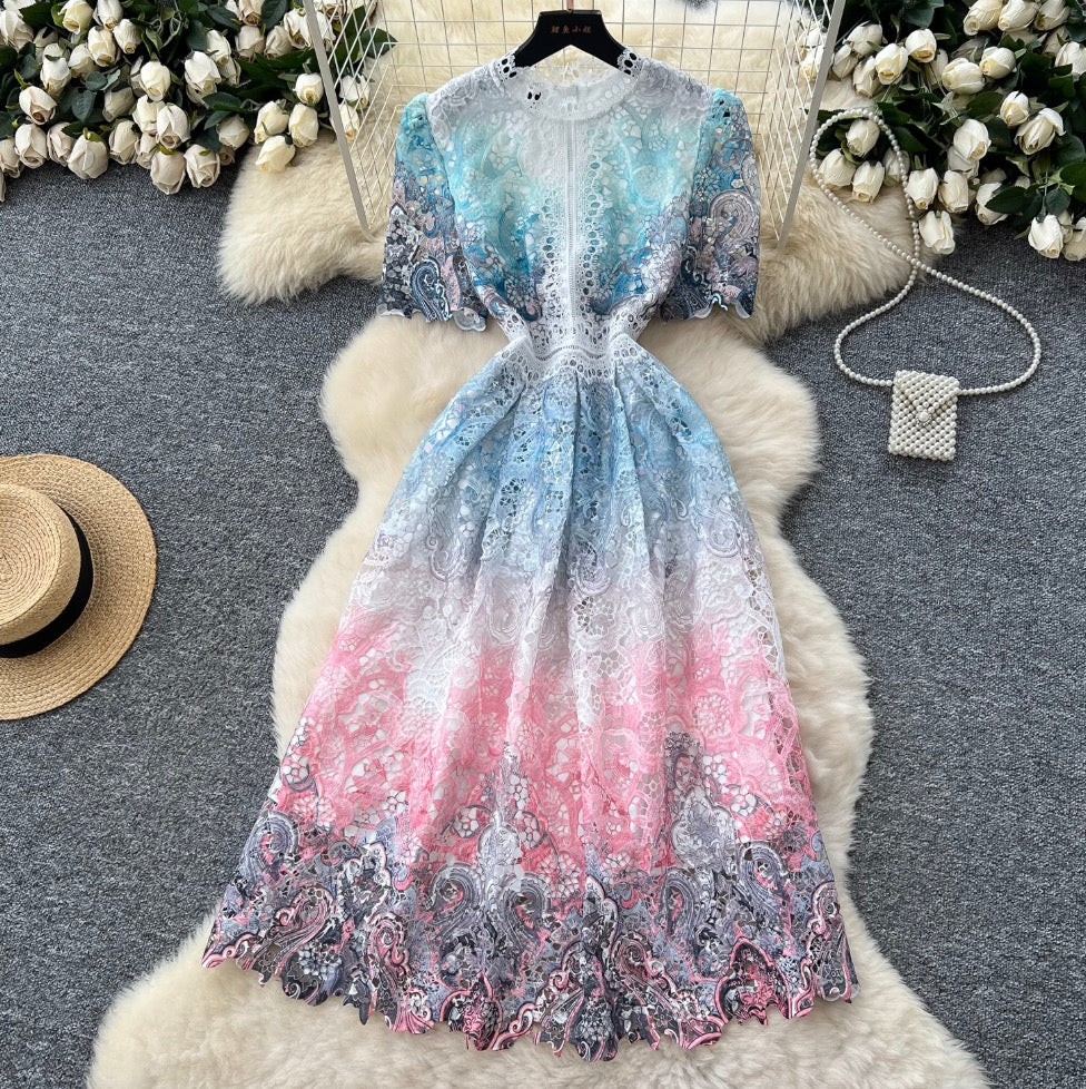 Vintage Crochet Lace Floral Dress
