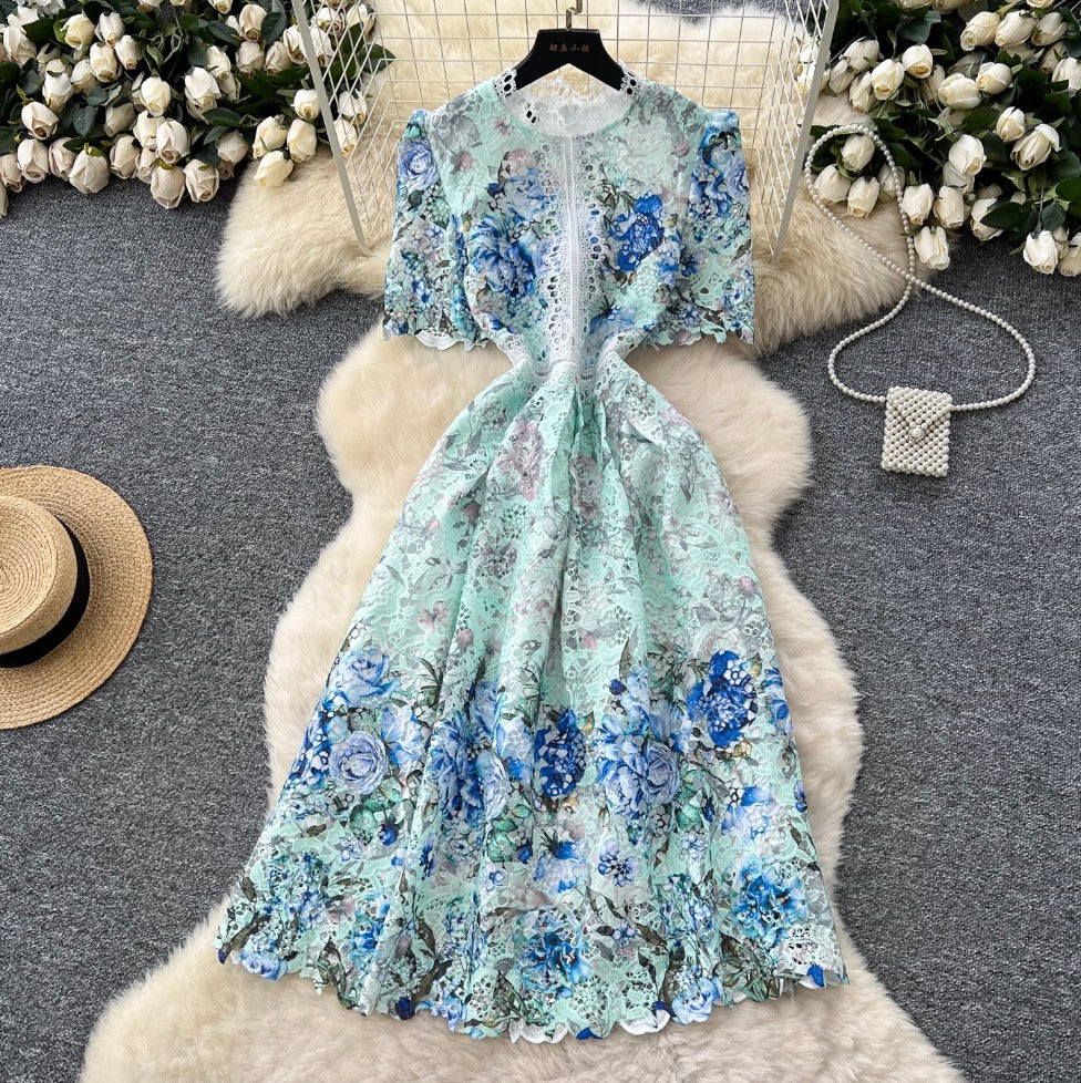 Vintage Crochet Lace Floral Dress