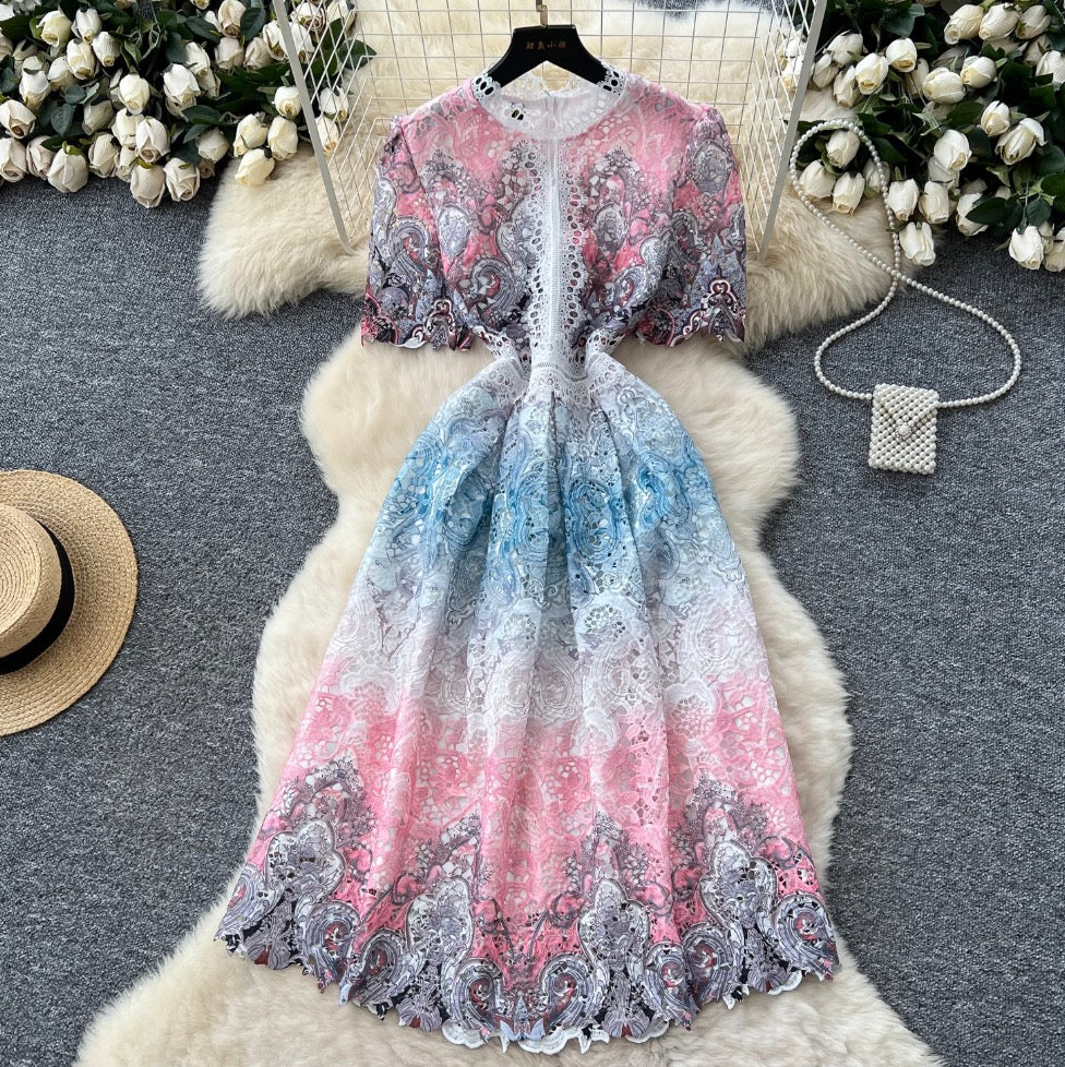 Vintage Crochet Lace Floral Dress