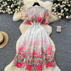 Vintage Crochet Lace Floral Dress