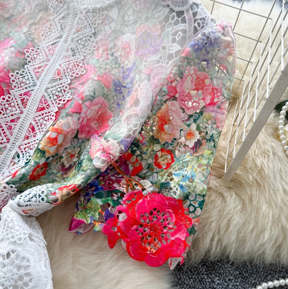 Vintage Crochet Lace Floral Dress