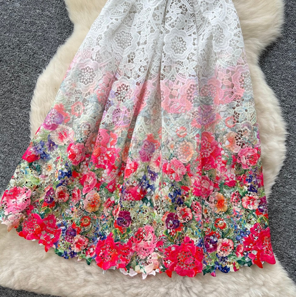 Vintage Crochet Lace Floral Dress