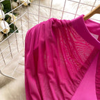 Irregular Design Mesh Patchwork Top