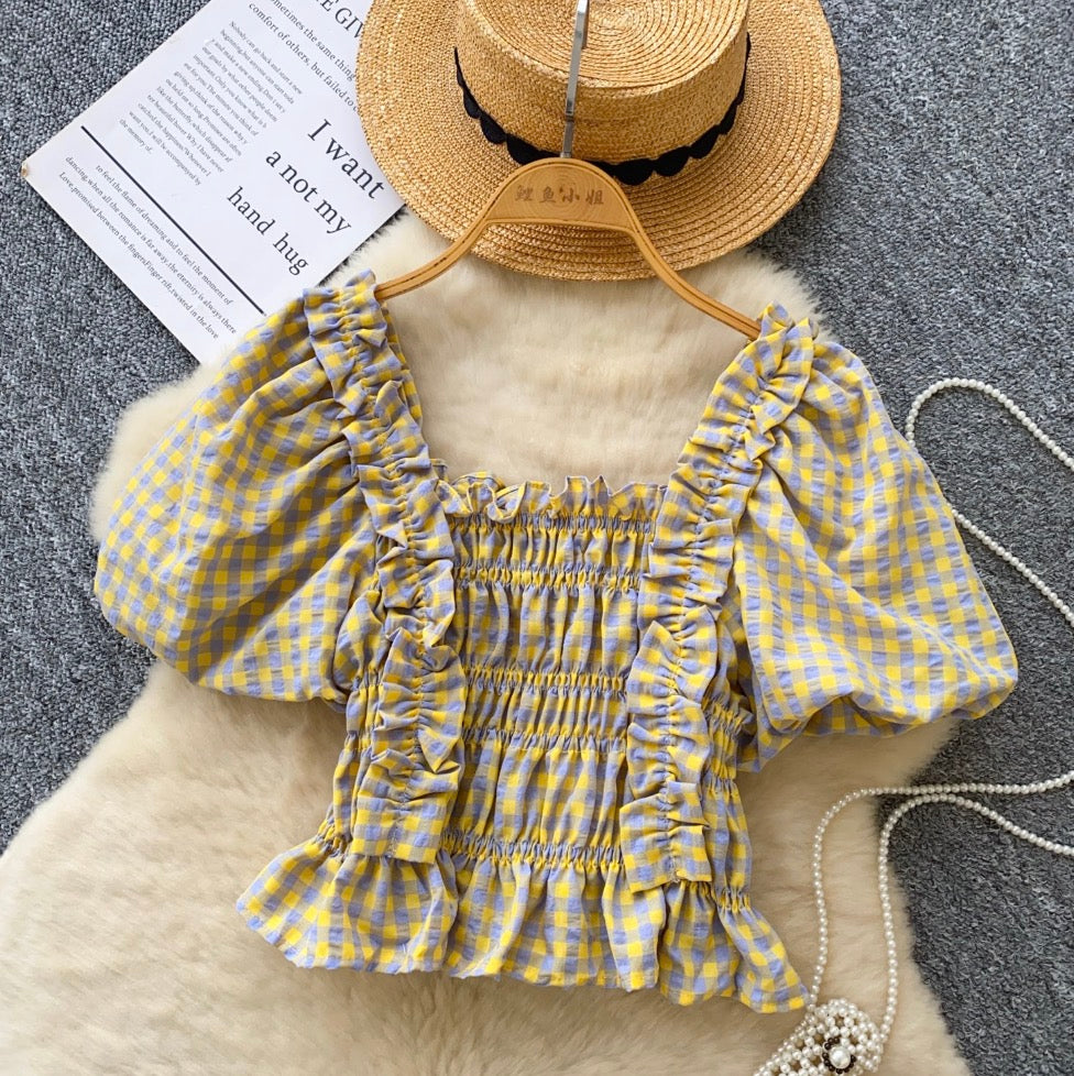 Sweetie Plaid Printed Stretchy Top