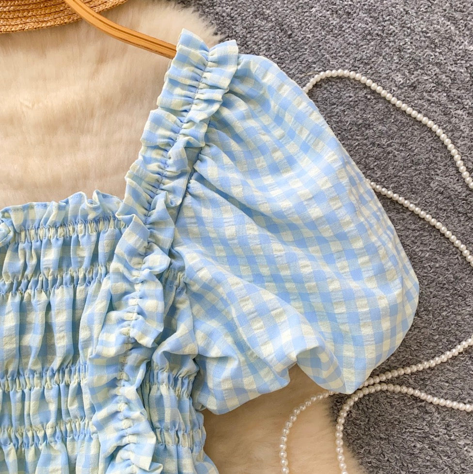 Sweetie Plaid Printed Stretchy Top