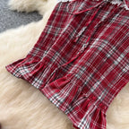 Sweetie Plaid Camisole & Skirt 2Pcs