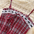Sweetie Plaid Camisole & Skirt 2Pcs