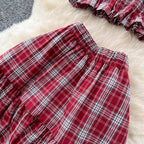 Sweetie Plaid Camisole & Skirt 2Pcs