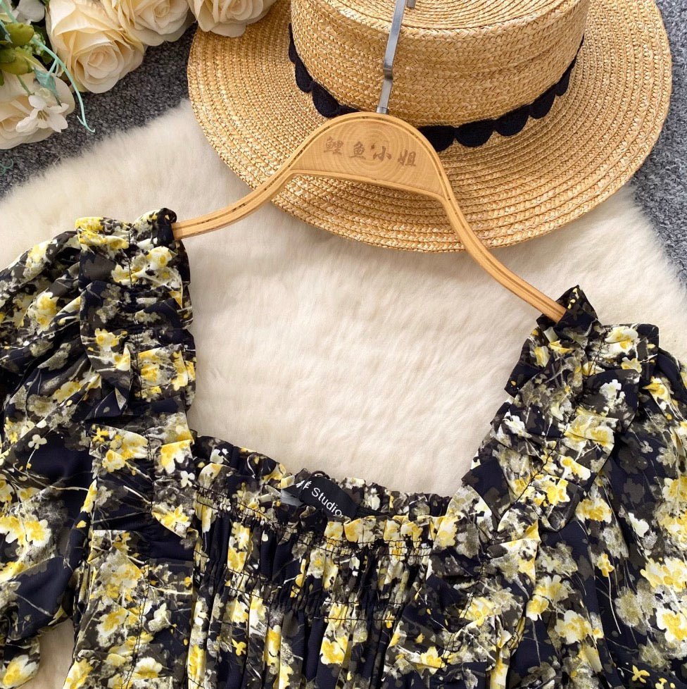 Sweetie Elastic Floral Printed Shirt