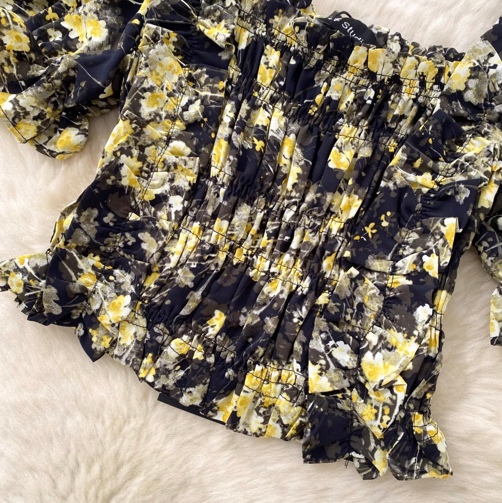 Sweetie Elastic Floral Printed Shirt