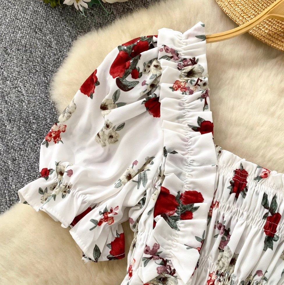 Sweetie Elastic Floral Printed Shirt
