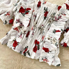 Sweetie Elastic Floral Printed Shirt