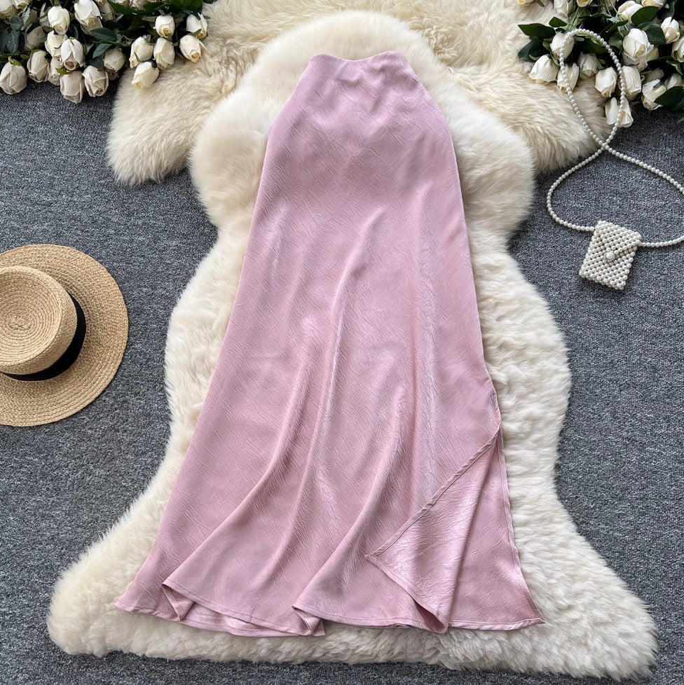 Simple Design Solid Color Split Skirt