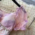 Courtly Sequined Tie-dye Top & Skirt 2Pcs