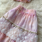 Courtly Sequined Tie-dye Top & Skirt 2Pcs