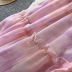Courtly Sequined Tie-dye Top & Skirt 2Pcs