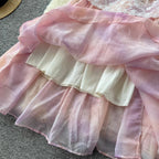 Courtly Sequined Tie-dye Top & Skirt 2Pcs