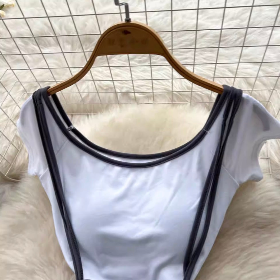 Midriff-baring Shirt & Slip Dress 2Pcs