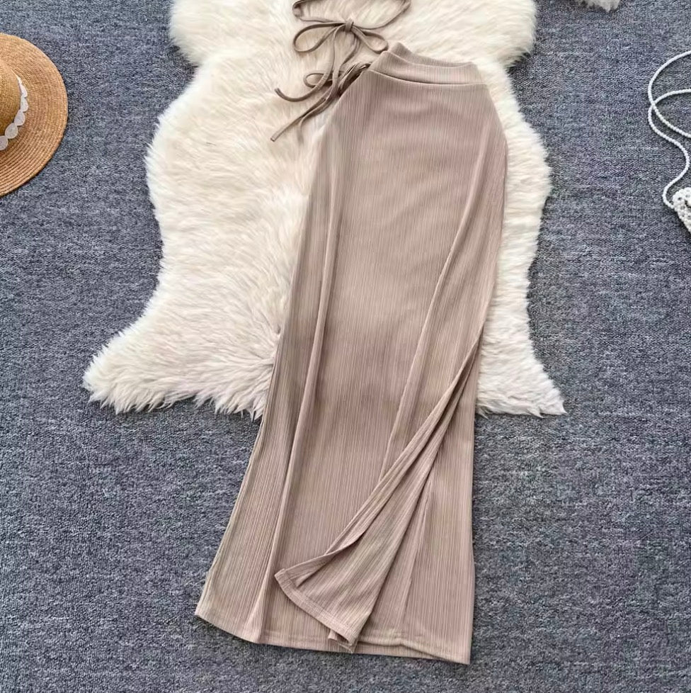 Halter Top & Drawstring Skirt 2Pcs