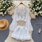 Sunscreen Cardigan & Pleated Skirt 2Pcs