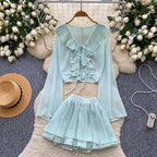 Sunscreen Cardigan & Pleated Skirt 2Pcs