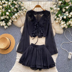 Sunscreen Cardigan & Pleated Skirt 2Pcs