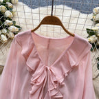 Sunscreen Cardigan & Pleated Skirt 2Pcs