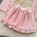 Sunscreen Cardigan & Pleated Skirt 2Pcs