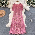Niche Stamped Gold Pleated Dress