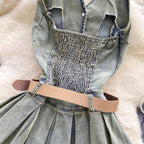 Chic Halter Denim Pleated Dress