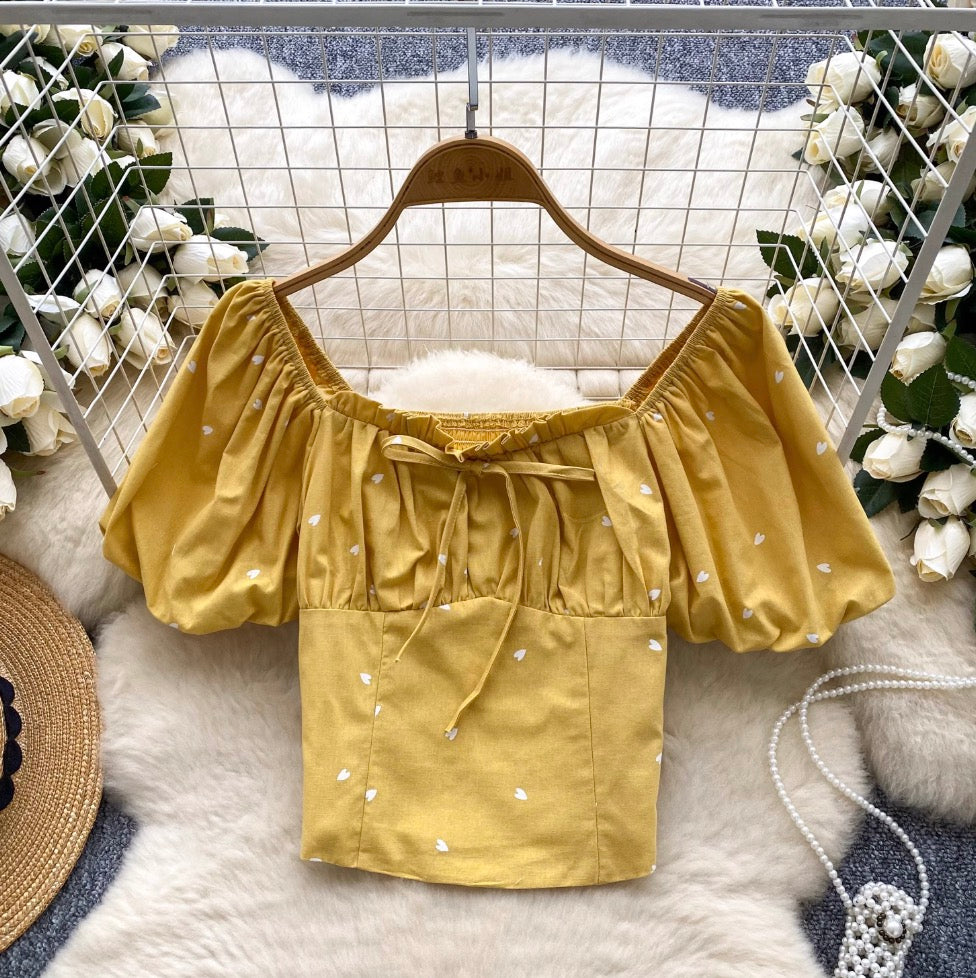 Sweetie Puffy Sleeve Printed Shirt