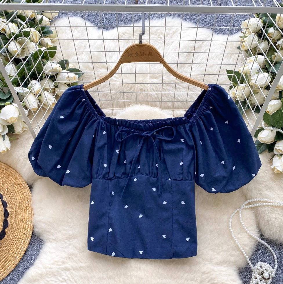 Sweetie Puffy Sleeve Printed Shirt