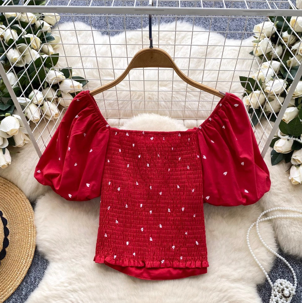 Sweetie Puffy Sleeve Printed Shirt