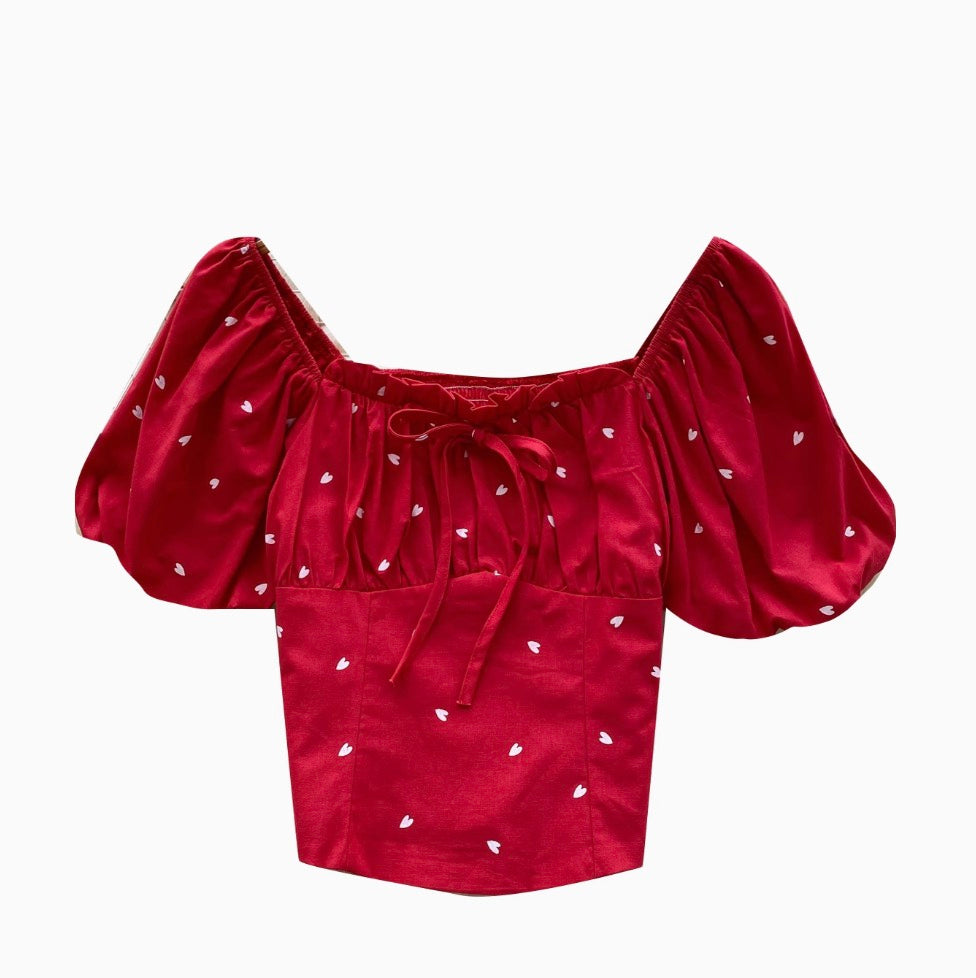 Sweetie Puffy Sleeve Printed Shirt