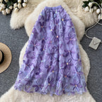 Fairy 3D Floral Mesh Half-body Skirt