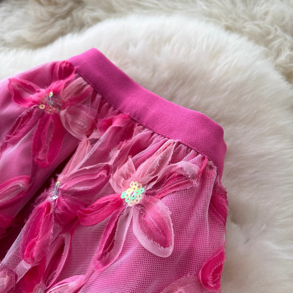 Fairy 3D Floral Mesh Half-body Skirt