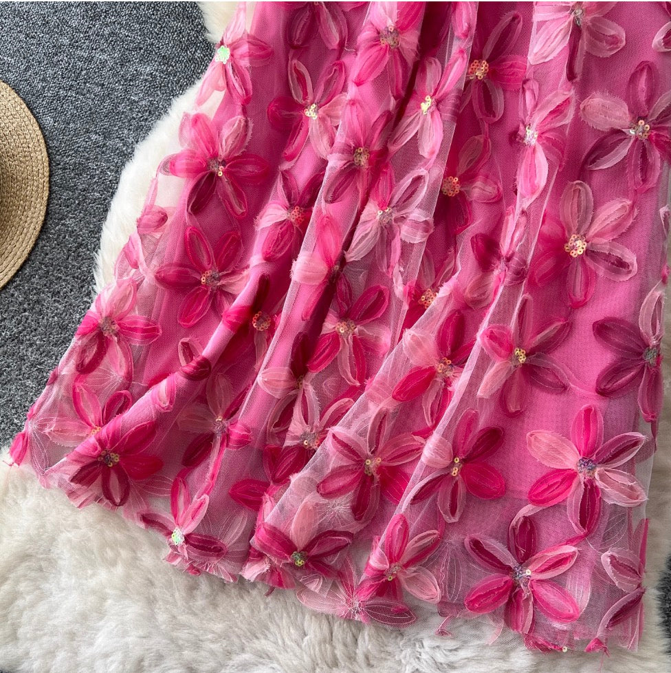 Fairy 3D Floral Mesh Half-body Skirt