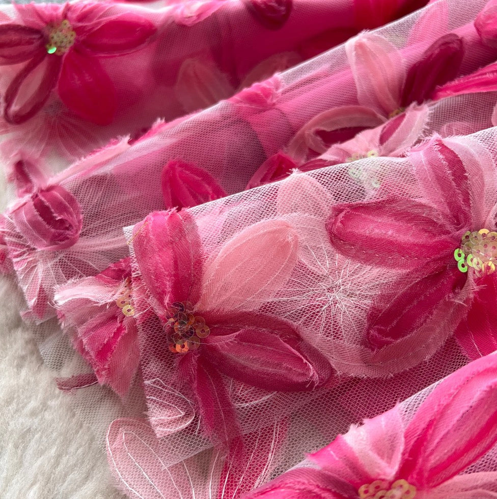 Fairy 3D Floral Mesh Half-body Skirt