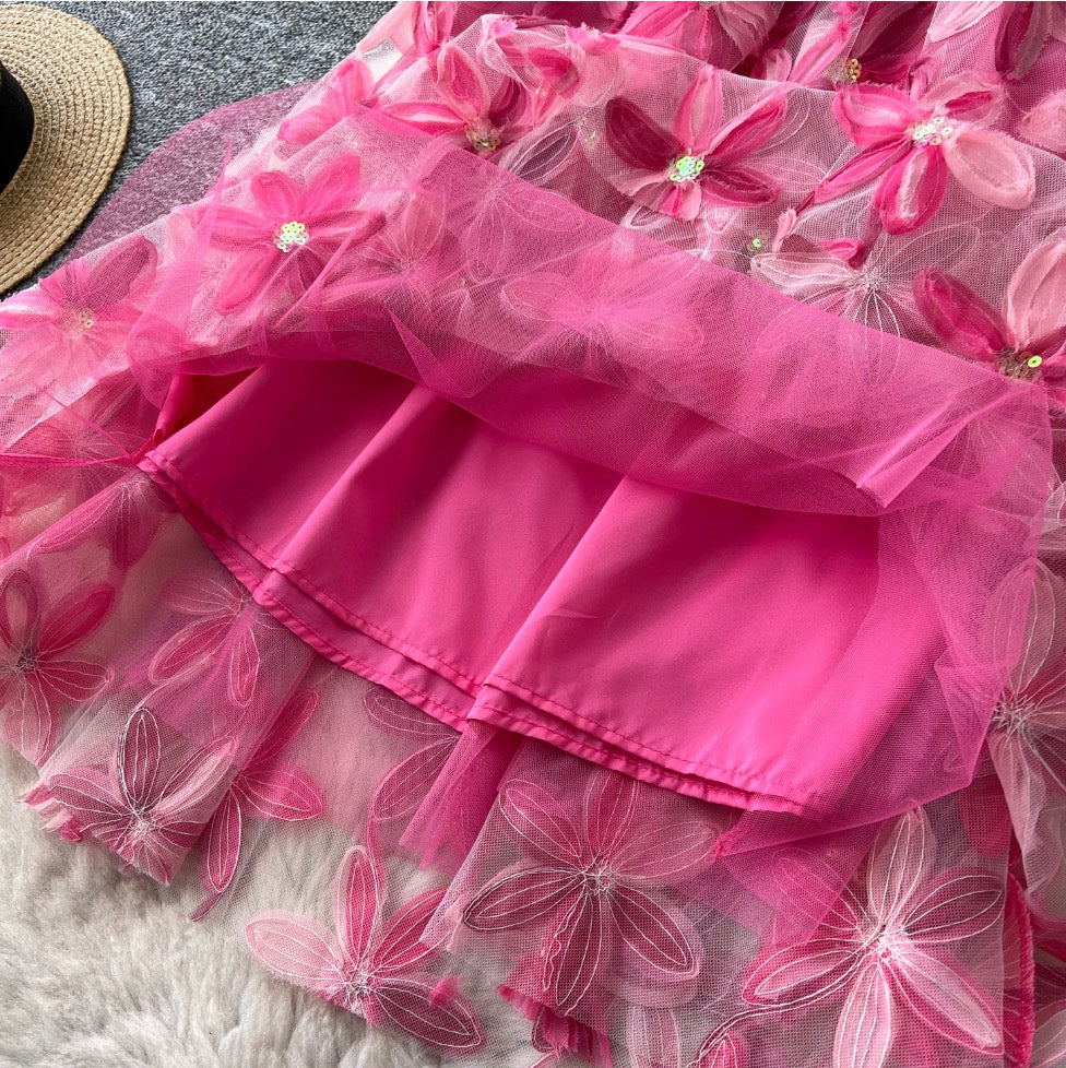 Fairy 3D Floral Mesh Half-body Skirt