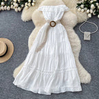 Niche Ruffled Patchwork Bustier Dress
