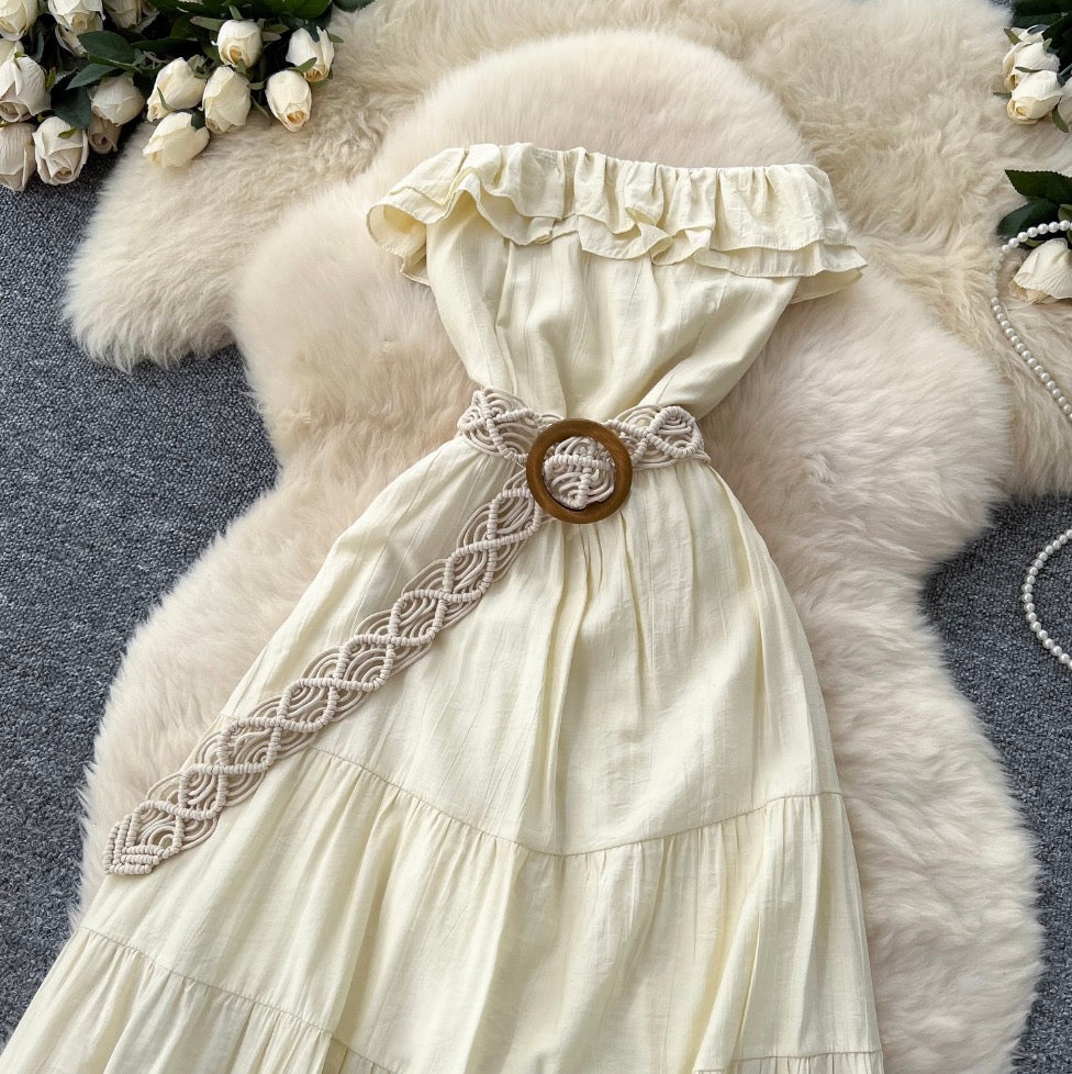 Niche Ruffled Patchwork Bustier Dress