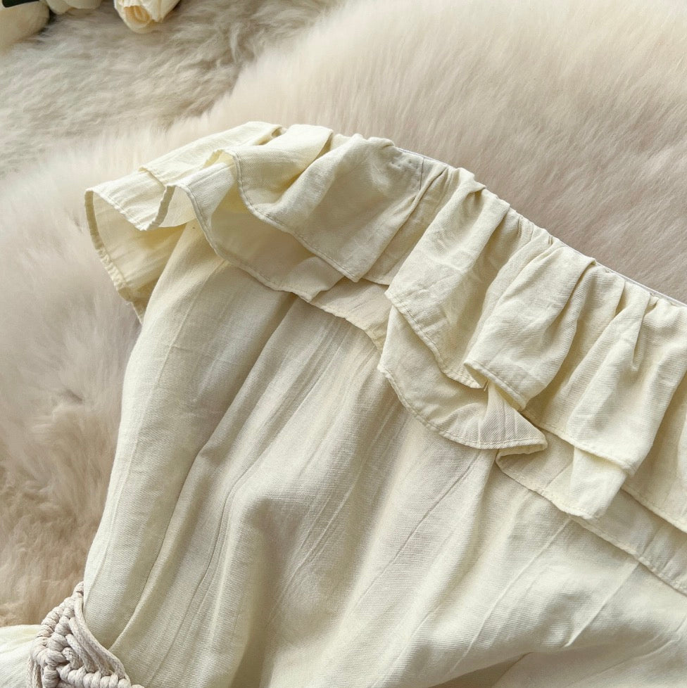 Niche Ruffled Patchwork Bustier Dress