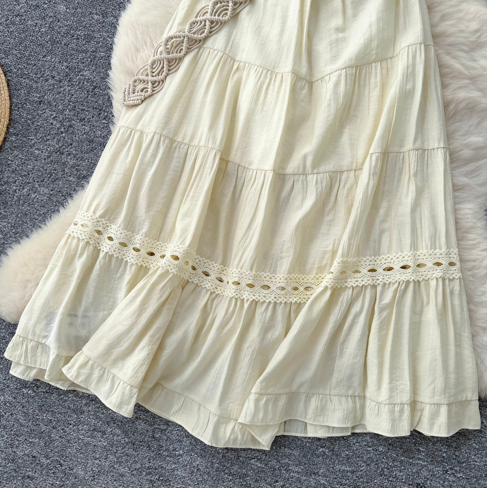 Niche Ruffled Patchwork Bustier Dress