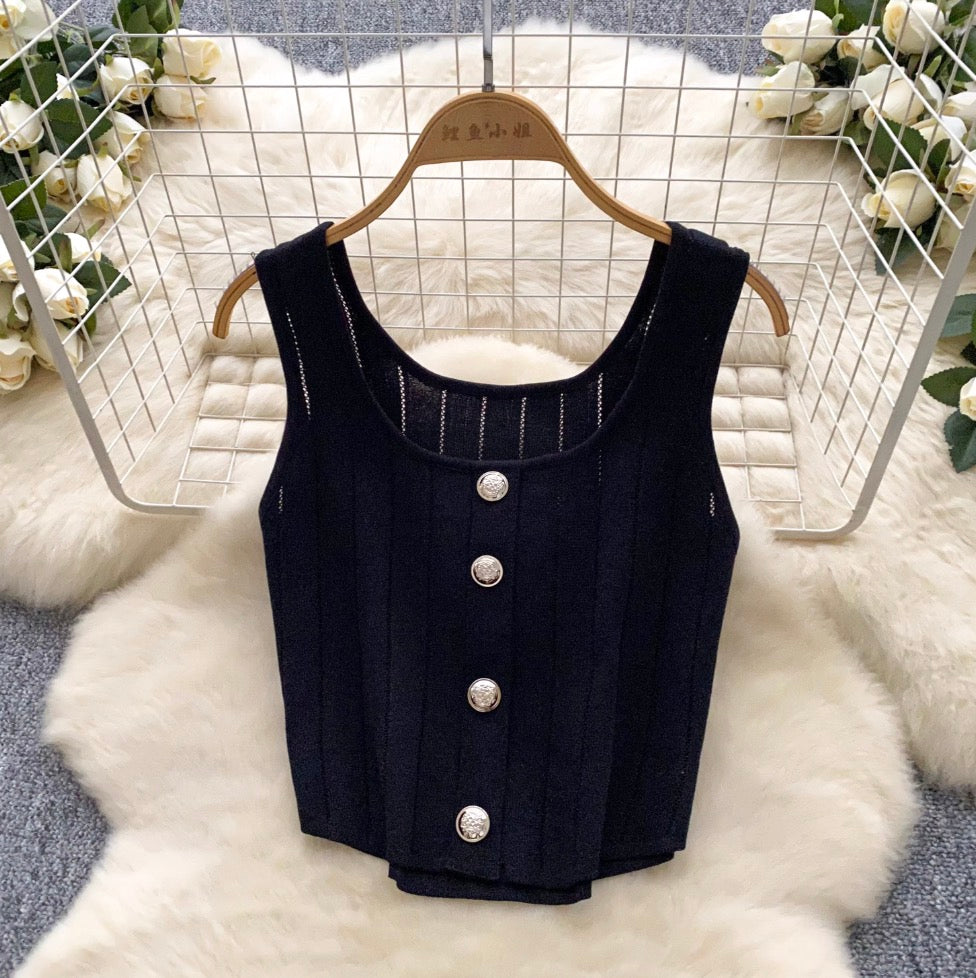 Cardigan Vest & Split Skirt Knit 2Pcs