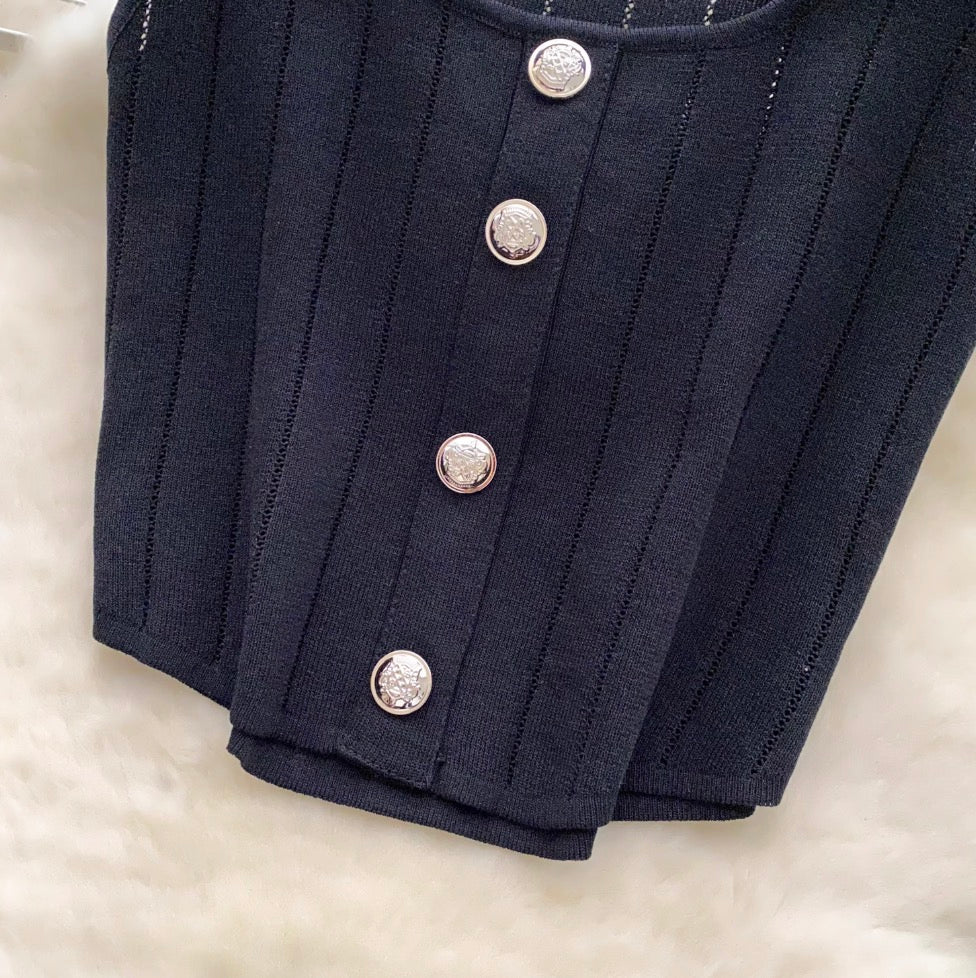 Cardigan Vest & Split Skirt Knit 2Pcs