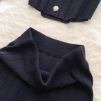 Cardigan Vest & Split Skirt Knit 2Pcs