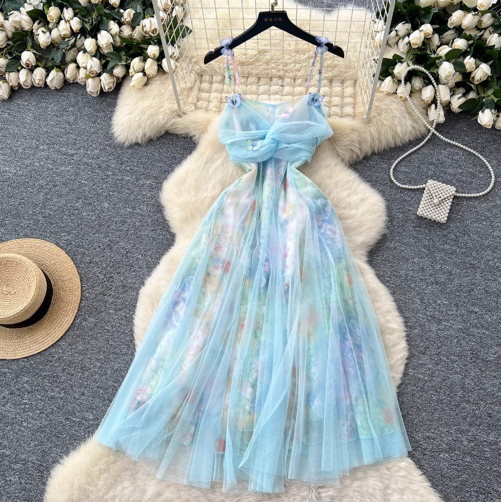 Sweetie Tie-dye Colorful Mesh Slip Dress