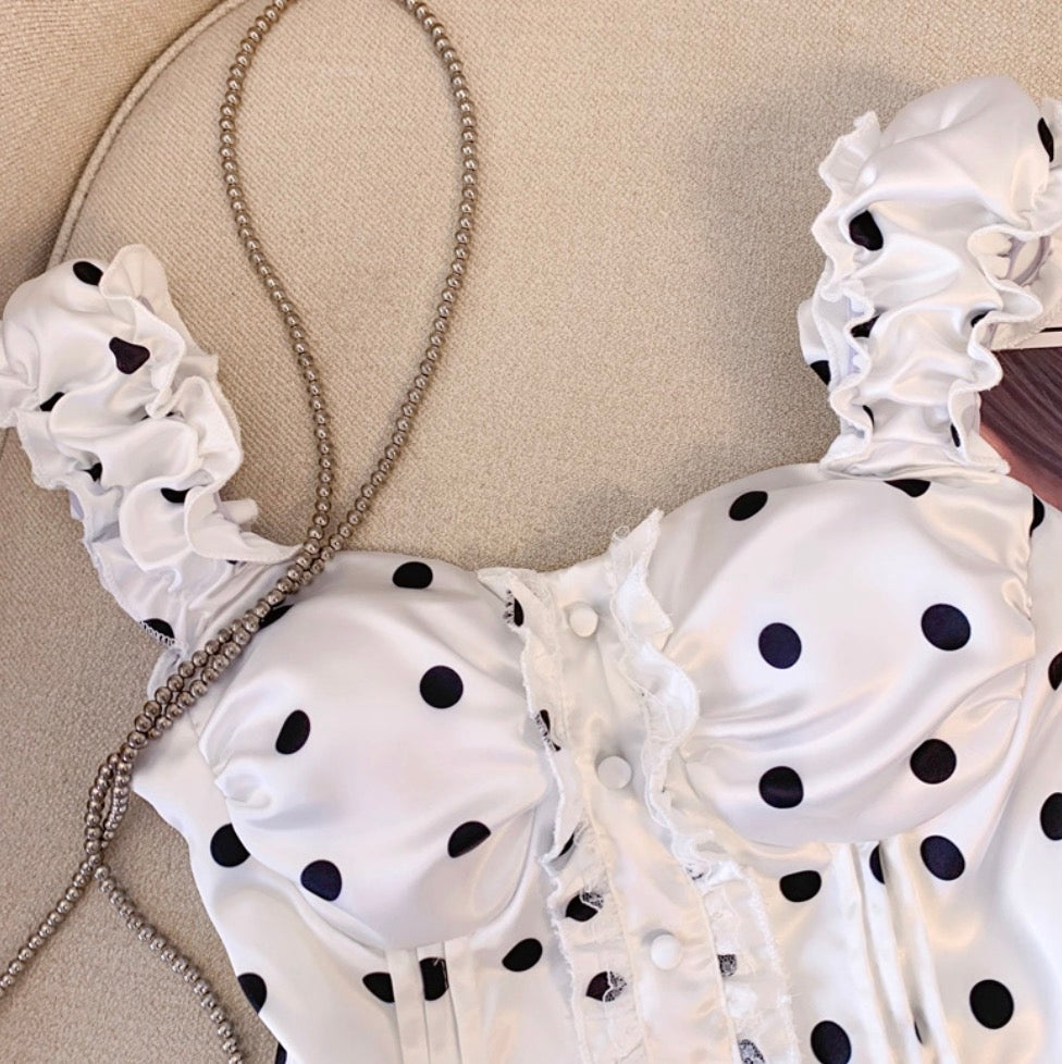 Chic Polka Dot Ruffled Top