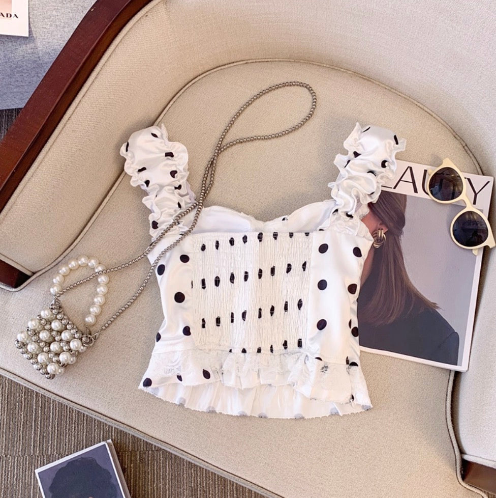 Chic Polka Dot Ruffled Top